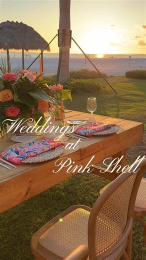 Sunset views, beachside charm, and a picture-perfect lawn just steps from the sand 🌅💍 Our new wedding and event space at Pink Shell is made for unforgettable moments. Learn more about planning your dream day: https://www.pinkshell.com/meeting-wedding-venue/fort-myers-beach-weddings | Pink Shell Beach Resort & Marina