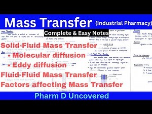Mass transfer / Types of Mass transfer / Molecular and Eddy diffusion|| Pharm D-Industrial Pharmacy