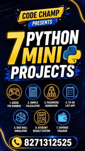 7 Python Mini Projects for 2026 (Start Coding Now!) #codechamp