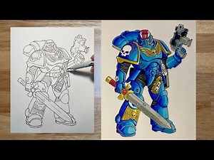 How to draw Warhammer 40k space marine