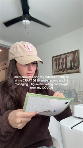 i work better on my couch trust #hobbies #needlepoint #marketinggirlies