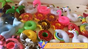LanMa 120 Pcs Inflatable Drink Holders Bulk Pool Drink Floats Cup Holder with Pump for Swimming Pool Party