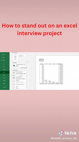 Here is an excel tip to stand out on your actuarial interview projects. Be thoughtful about print settings! Let me know if you have questions or what other topics you would like to learn about. #fyp #actuary #health #healthactuary #healthinsurance #insurance #actuarialscience #finance #entrylevel #internship #intern #actuarialintern #actuaryexam #actuarystudent #actuarylife #education #actuarialexams #excel #printrange #interview #interviewproject