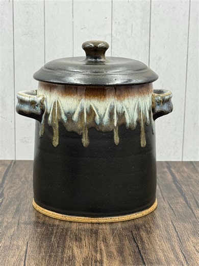 Storage Jar With Lid – Unique Layered Glaze Pottery, Handmade Stoneware Canister - Etsy
