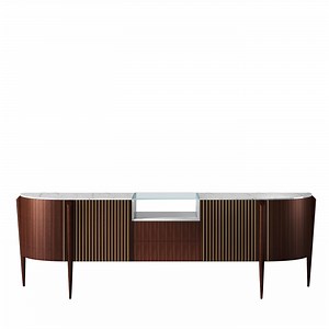 Mahogany and Calacatta Sideboard