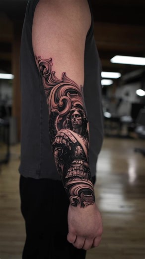 Unreal contrast on this Angel by @Sirko_tattoo classic design with filigrees on the outer portion of the forearm 🪽 Bookings/Quotes/Consultations lamanigancetoronto@gmail.com #tattoo #tattoos #torontotattoo #blackandgreytattoo #realistictattoo