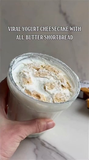 Our take on the viral yogurt cheesecake, elevated with Walker’s all-butter Shortbread Fingers for a rich, buttery touch of sweetness. A dessert moment worth savoring. #walkersshortbread #shortbread #viralyogurtcheesecake #yogurtcheesecake #allbutter | Walkers Shortbread