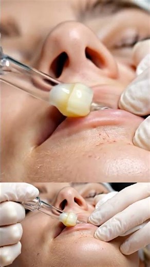 Chin extraction facial showing sebum ASMR