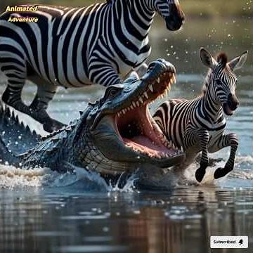 Brave Mother Zebra Saves Her Baby from Lion and Crocodile | Emotional Wildlife Story #animatedadvent