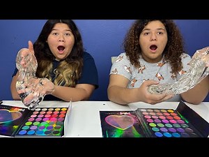 Mixing Makeup Eyeshadow Into Satisfying Slime ASMR
