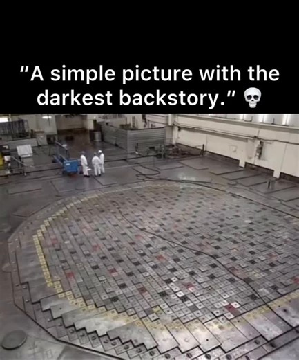 @globalfacts_2026 on Instagram: "Some pictures don’t speak, they scream This image depicts the core of an RBMK-1000 reactor, the Soviet-designed graphite-moderated type used at the Chernobyl Nuclear Power Plant, showing its distinctive circular arrangement of ~1,661 fuel channels filled with fuel assemblies. Two technicians in white protective suits stand nearby, likely during maintenance, refueling, or inspection in the reactor hall —standard gear for nuclear workers to spot contamination easil