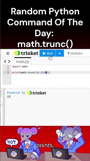 Random Python Command Of The Day, math.trunc() #coding #python #programming