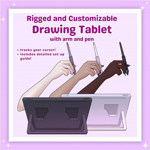 Customizable Vtuber Drawing Tablet Asset: Animated Arm and Pen (PDF Set up Guide Included) - Etsy