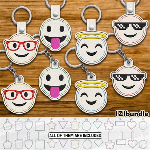 Kawaii Faces Embroidery Keychain Design, Snap & Eyelet Key Fob Tab (digital Download) ITH 165yy - Etsy
