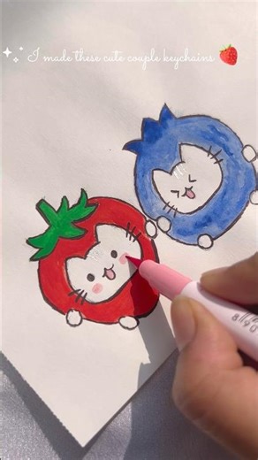 Diy cute couple keychains 🍓🫐#diy #artscraft #shortvideo #art #subscribe #craft #youtubeshorts