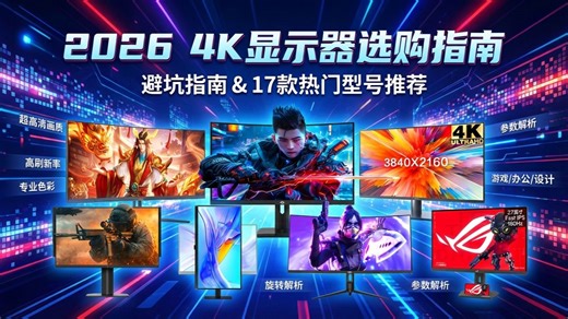 2026年4K显示器选购指南：十七款热门型号深度测评，哪个品牌好？教你避开选购误区，找到最适合自己的高性价比显示器，打造完美视觉体验！