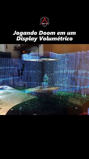15K views · 198 reactions | Já viu Doom rodando num display volumétrico? Agora dá pra ver o Doom Guy em ação em terceira pessoa e no ar! O painel gira tão rápido que cria a ilusão de pontos flutuando — parece mágica, mas é tecnologia.  E ai, ficou afim de jogar Doom nesse display diferentão?  #doom #display #gameplay #ia #tecnologia #pcgamer | Adrenaline | Facebook