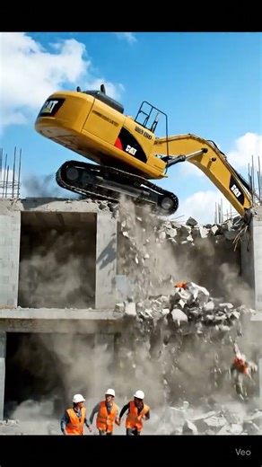 Excavator Falls from Building | Construction Fail