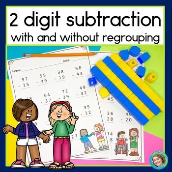 2 Digit Double Digit Subtraction With & Without Regrouping Worksheets 2nd Grade