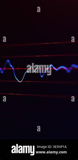 Blue digital waveform with red glowing lines on dark background, abstract data signal animation with audio graph motion, seamless vertical loop in 4K 60fps Stock Video Footage - Alamy