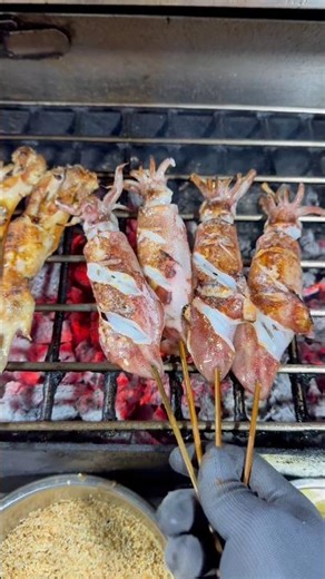 Juicy 🤤 Grilled Squid 🦑 #bbqmeat #shorts