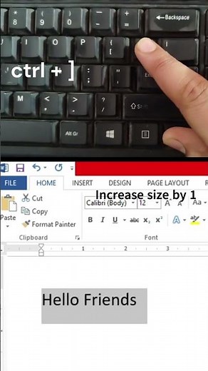 shortcut key to increase font size by 1 point in MS Word | Quick & Easy