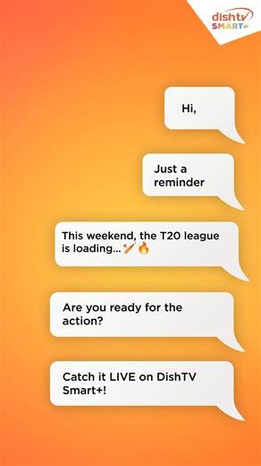 168K views · 271 reactions | This Weekend, Cricket Takes Over!  T20 League is loading… ⏳ Get ready for power-packed sixes, thrilling wickets, and non-stop action! Catch the matches LIVE on DishTV Smart+ and make your weekend a cricket fiesta!  #DishTV #WeekendCricket #SmartEntertainment | Dish TV | Facebook