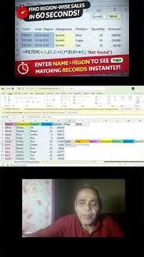 Find Region-Wise Sales Transactions in 60 Seconds . Excel FILTER Formula 🔥