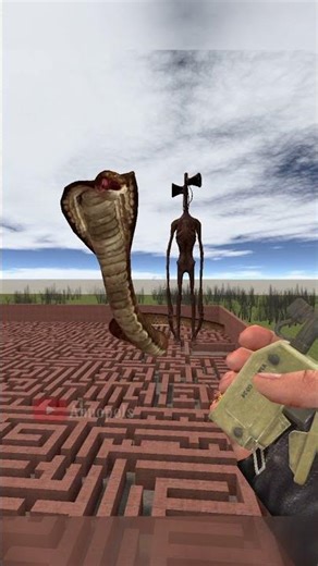 Giant Cobra vs Siren Head in Maze 💀#short #gmod #garrysmod #shortvideo #shortsfeed