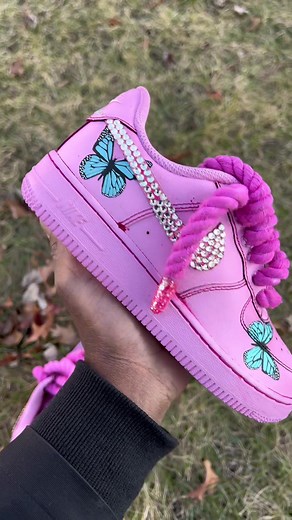 Custom Pink Butterfly Air Force 1s: Rhinestone Custom Kicks
