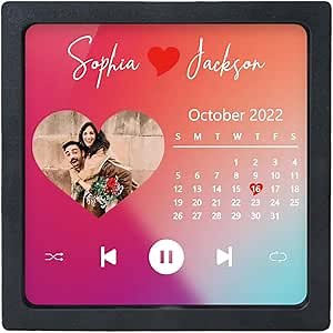 Dyoart Personalized Music Calendar Magnets for Fridge, Custom Photo Refrigerator Magnets, Can Play Song Magnet, for Wife Husband, Refrigerator Magnets Decorative for Kitchen