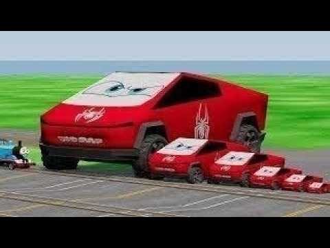 Big & Small TeslaSpider Vs Thomas Train The Tank Engine Vs Portal Vs Cars_Beamng.drive