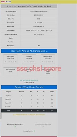 ssc chsl score card,✅🧿152🎯 shift 18- 2/🎯🎯 #ssccgl #ssc #sscchsl #chsl #sscexam #ssccglexam