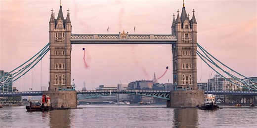 Watch a wingsuit world-first through Tower Bridge