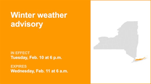 NY weather update: Winter weather advisory issued for Suffolk and Nassau counties until Wednesday morning