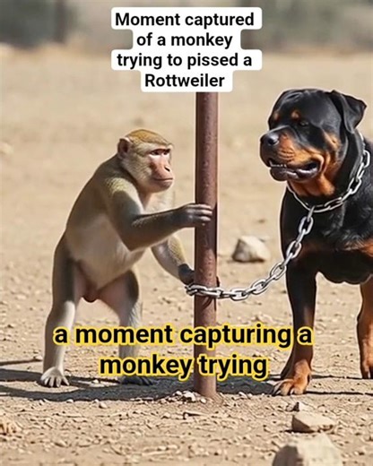 Moment captured of a monkey trying to pissed a Rottweiler #monkey #rottweiler #short