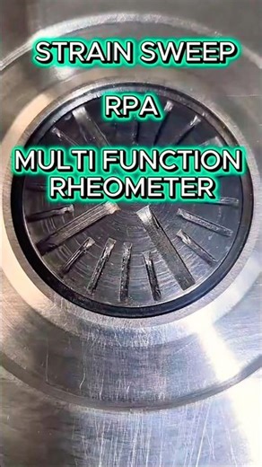 CLOSE UP Strain Sweep on RPA Multi Function Rheometer Rotors