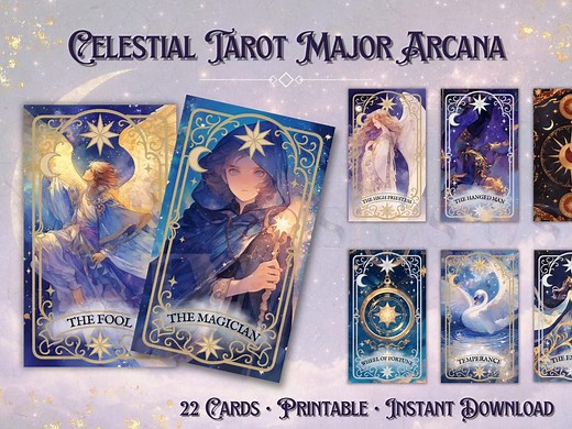 Printable Celestial Tarot Deck – Major Arcana (22)   3 Back Designs | Digital Download - Etsy