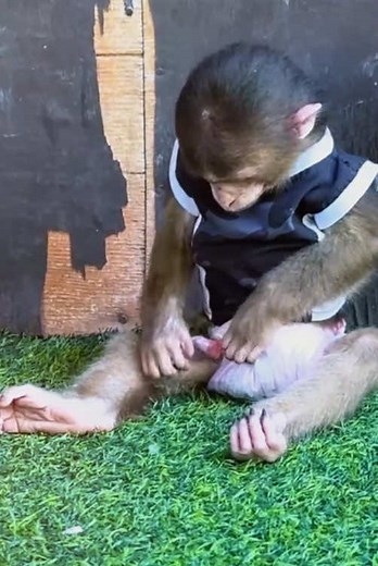 The baby monkey is feeling itchy #monkey #monkeys #monkeydluffy #monkeysoftiktok #monkeyface #babymonkey #cutemonkey #animals #poor #usa #foryou #cute #viral #pray