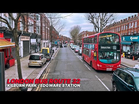 Ride the London Bus 32 in winter: Journey through northwest London from Kilburn Park to Edgware 🚌