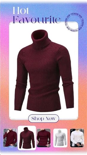Men’s Slim Fit Turtleneck Pullover Sweater – Stretch
