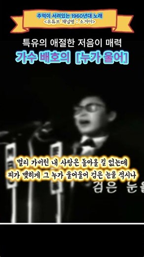 배호 특유의 저음 [누가 울어].. [1960년대 노래] #배호 #누가울어 #1960년대노래 #1966년히트곡 #소거통통