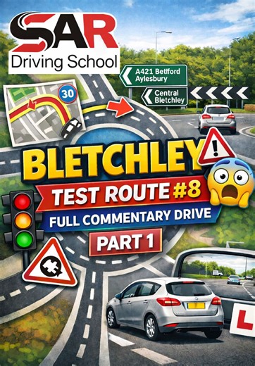 Bletchley Driving Test Route #8 – Part 1 with Tips