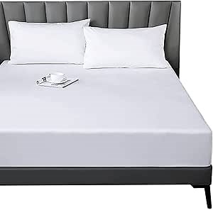 Lirex Fitted Twin Sheet Cotton, 300 Thread Count Soft Breathable, 8-10" Deep Pocket Sheet for Hotel Home,White