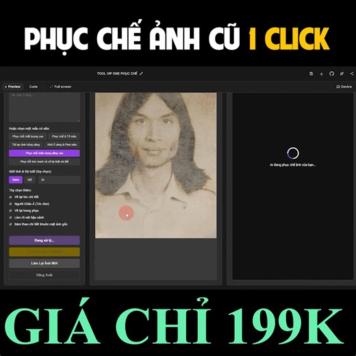 🎉 Khôi phục ảnh cũ chưa bao giờ dễ đến thế🎉 Có những bức ảnh cũ, nhòe màu, phai nét nhưng lại chứa cả một bầu trời kỷ niệm... Bạn có muốn nhìn lại chúng rõ ràng, sống động như ngày nào không? 💖Với Tool Phục Hồi Ảnh Cũ Online, bạn chỉ cần 1 cú click, chờ 20 giây, mọi ký ức sẽ trở lại ✨ Màu sắc được tái hiện tự nhiên. ✨ Nét ảnh sắc và rõ hơn gấp nhiều lần. ✨ Không cần kỹ năng Photoshop, không cần máy tính cấu hình cao. 👉 Giờ đây, phục chế ảnh cũ không còn là công việc mất hàng giờ đồng hồ. Tất