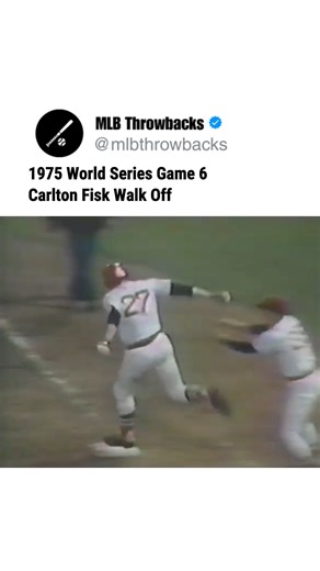 Still gives me chills—Game 6, 1975 World Series: Carlton Fisk’s legendary walk-off home run that changed how we watch baseball. Heart-stopping swing, Fisk waving the ball fair, and a moment that turned a player into an icon. Pure drama, pure magic. #tbt #BaseballHistory #CarltonFisk #WalkOff #inspiration | MLB Throwbacks