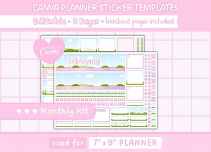 Canva Editable Planner Sticker Template | Erin Condren Monthly Kit | Commercial Use | 2 Pages - 6.75 X 9.25 Inch | Instant Download - Etsy