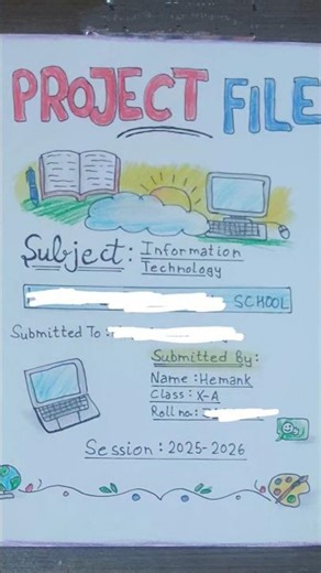 cover page for project file #coverpage #projectfile #it #shorts #trending #class10 #hemankartcraft