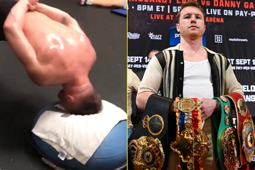 Footage of Canelo Alvarez’s ‘dangerous’ neck exercise goes viral as champion’s secret to never being dropped revealed