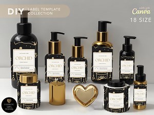 Skincare Template Label Collection, Gold Orchıd DIY Editable Cosmetic Label Template Bundle, Canva Product Label Sticker,bottle Label Design - Etsy